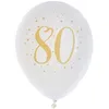 Image de Ballons - Joyeux Anniversaire - 80 ans - Blanc/or - Gonflables - 23 cm