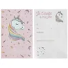 Image de Carte invitation - Licorne - Rose et blanc - Lot de 6 - 11x17 cm - Fête danniversaire