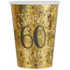 Image de 2 Lots de 10 Gobelets en carton anniversaire 60 ans noir et doré or 27cl REF/6788