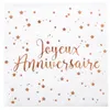 Image de 20 Serviettes papier Joyeux anniversaire rose gold 12 5 x 12 5 cm et 25 cm dépliées - Rose gold