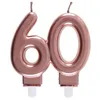 Image de Bougie nombre - SANTEX - 60 ans - Rose gold métallique - Paraffine & plastique - Effet blush brillant