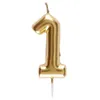 Image de Bougie chiffre anniversaire - Chiffre 1 - Or brillant - Paraffine - Sur pique - Décoration de fête - Anniversaire