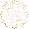 Image de 10 ASSIETTES CARTON BABY SHOWER GIRL 21CM ROSE- VAISSELLE DE FÊTE