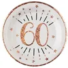 Image de Assiette anniversaire 60 ans blanche et rose gold 22.5cm (x10) REF/7348 Matière carton