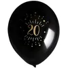 Image de Sachet de 8 ballons Age étincelant NOIR/or 20 ans