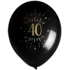 Image de Sachet de 8 ballons Age étincelant NOIR/or 40 ans