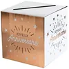 Image de Tirelire urne - Joyeux Anniversaire - Blanc - Rose gold métallique - 20 x 20 x 20 cm