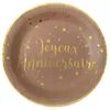 Image de Assiette joyeux anniversaire Kraft naturel et dorée or métallisée (x10) REF/5670