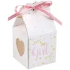 Image de 6 BALLOTINS BABY SHOWER GIRL 4X4X4CM RUBAN ROSE