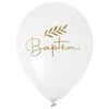 Image de 6 Ballons en latex Baptême de 30cm REF/8009 Blanc et doré or.