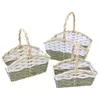 Image de Lot 3 Grands Paniers Rectangulaires en osier 18cm 23cm et 28cm Blanc/VERT