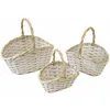 Image de Lot 3 Grands Paniers Ovales en osier 20cm 25cm et 31cm Blanc/NATUREL