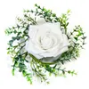 Image de CENTRE DE TABLE ROSE ET FEUILLAGE 18 CM