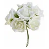 Image de Bouquet de cortège - Non spécifié - 6 Roses en mousse - Blanc naturel - 21 5x12cm - Fleurs artificielles