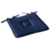 Image de Galette plate unie avec passepoil et nouettes Bleu Marine 40x40 cm