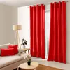 Image de Rideau coloré en pur coton 8 oeillets Rouge 135x240 cm