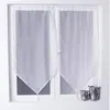 Image de Paire de petits vitrages en pointe avec pompon - Blanc - 60 x 160 cm