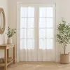 Image de Paire de petits voilages droits finition passe tringle Blanc 70x160 cm
