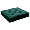 Image de Coussin de sol uni en pur coton - vert fonc - 50 x 50 x 10 cm