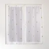 Image de 2 voiles base droite finition passe tringle 60x90 cm sablé brodé TELLINE miel