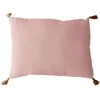 Image de Coussin Déco Uni À Pompons "panama" 50x70cm Vieux Rose