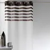 Image de Voilage avec parement à rayures satinées Taupe 140x250 cm