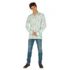 Image de Chemise tropicale - CHAKS - Flamant Rose - Vert pâle - Imprimé flamants - Boutons