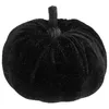 Image de CITROUILLE VELOURS 7X4/7CM NOIR- DECORS DE TABLE HALLOWEEN