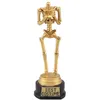 Image de Statuette Trophée Squelette - CHAKS - 18 cm - Plastique doré - Socle noir - Décoration Halloween