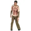Image de DÉGUISEMENT SHÉRIF ZOMBIE ENSANGLANTÉ HOMME L Vert Anis Menthe Eau / Beige Ivoire Crème Écru Naturel Taupe / Rouge Bordeaux