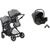 Image de HAUCK - Poussette Duo Double Atlantic Twin + Siège auto i-Snug 2 Melange Grey