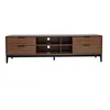 Image de Miliboo - Meuble TV vintage finition bois foncé noyer et métal noir avec rangements L180 cm SARTO