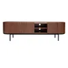 Image de Miliboo - Meuble TV design bois foncé noyer et métal noir avec rangements L180 cm SKYE