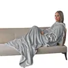Image de Couverture polaire plaid intégral avec manches et poche - Adulte 210 x 140 cm - Gris - Vivezen