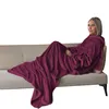 Image de Couverture polaire plaid intégral avec manches et poche - Adulte 210 x 140 cm - Prune - Vivezen