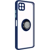 Image de Coque Pour Samsung Galaxy A22 5g Bi-matière Bague Métallique Support Bleu Nuit