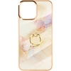 Image de Coque Pour Iphone 12 Et 12 Pro Bi-matière Bague De Maintien Motif Marbre Rose Champagne