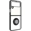 Image de Coque Pour Samsung Galaxy Z Flip 3 Bi-matière Bague Métallique Support Vidéo Noir
