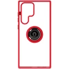 Image de Coque Pour Samsung Galaxy S22 Ultra Bi-matière Bague Métallique Support Vidéo Rouge