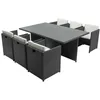 Image de Miami 6 Gris/Blanc : salon encastrable 6 personnes en résine tressée grise poly rotin