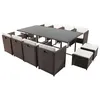 Image de Miami 12 Marron/Blanc : salon encastrable 12 personnes en résine tressée marron poly rotin