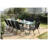 Image de Brescia 10 : ensemble de jardin en aluminium table extensible + 10 chaises en textilène