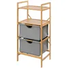 Image de Etagère De Salle De Bain En Bambou 2 Tiroirs - H. 96 Cm - Gris
