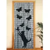 Image de Rideau De Porte En Bambou À Motifs Chat Et Papillon - 90 X 200 Cm - Gris