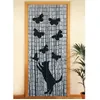 Image de Wenko - Rideau de porte en bambou à motifs chat et papillon - 90 x 200 cm - Gris