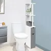 Image de IDMARKET Meuble WC étagère WILLY bois 2 portes blanc et gris