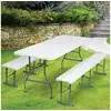 Image de Table pliante portable 180 cm et 2 bancs pliables pour camping buffet