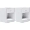 Image de Lot De 2 Tables De Chevet Olga 1 Tiroir Avec Niche Bois Blanc