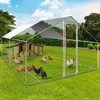 Image de IDMARKET Enclos poulailler 12 m² parc grillagé 4x3 M acier galvanisé