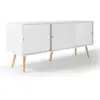 Image de Buffet Bas Scandinave 135 Cm Effie 3 Portes Bois Blanc